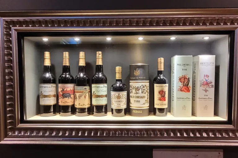 exposicion botellas vino bodega cayetano pino jerez visita guiada bodega jerez de la frontera 768x512